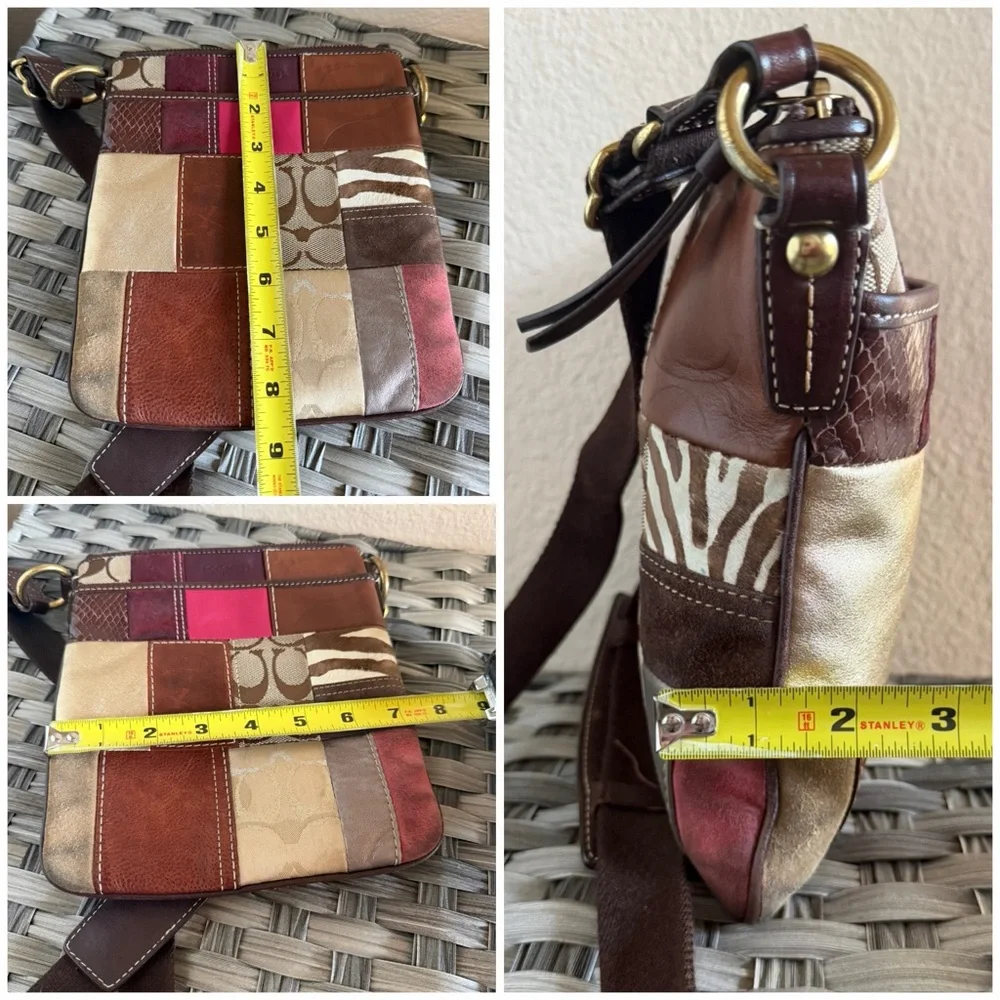 Coach Patchwork Crossbody Swingpack – Multicolor Leather & Suede Mix - Picture 8 of 16